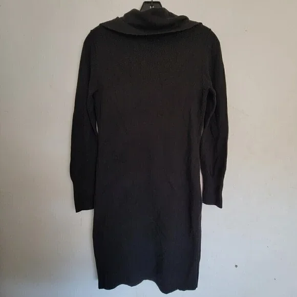 Ann Taylor Black Cowl Neck Long Sleeve Ribbed Wool Knit Midi Dress Size XSP - Picture 3 of 11